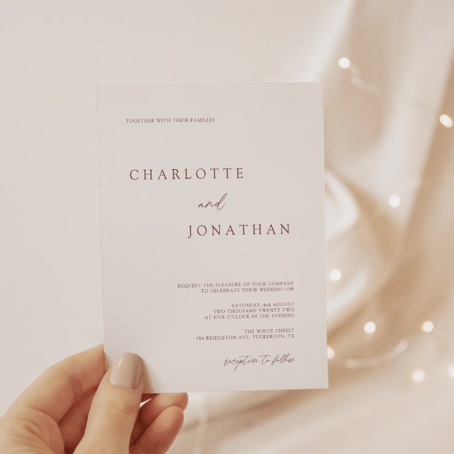 Modern Elegant Plain White Wedding Invitation (Creator Uploaded)