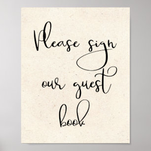 Modern Elegant Please Sign Guest Book Wedding Sign