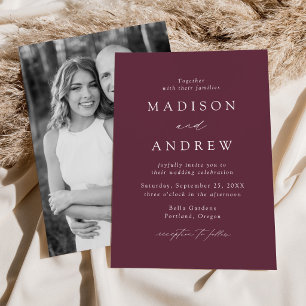 Modern Elegant Plum Purple Photo Wedding Invitation