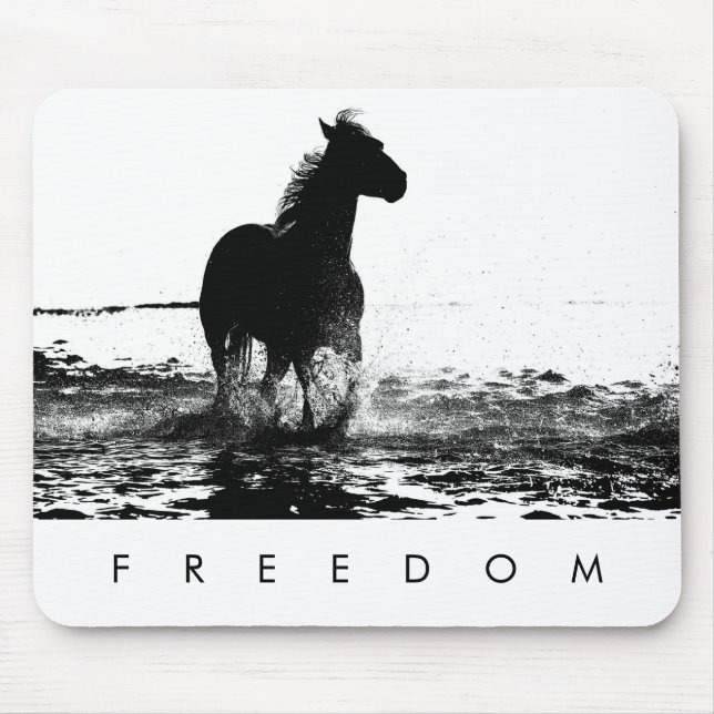 Modern Elegant Pop Art Running Horse Freedom Mouse Pad (Front)