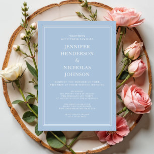 Modern Elegant Powder Blue Virtual Wedding Invitation