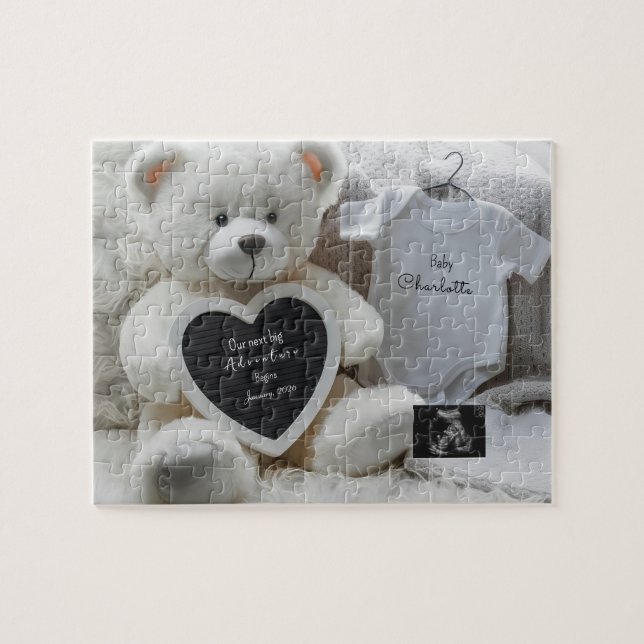 Modern Elegant Pregnancy Announcement  Jigsaw Puzzle (Horizontal)