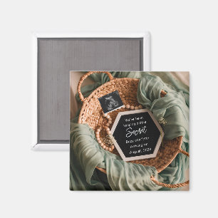 Modern Elegant Pregnancy Announcement keepsake Magnet