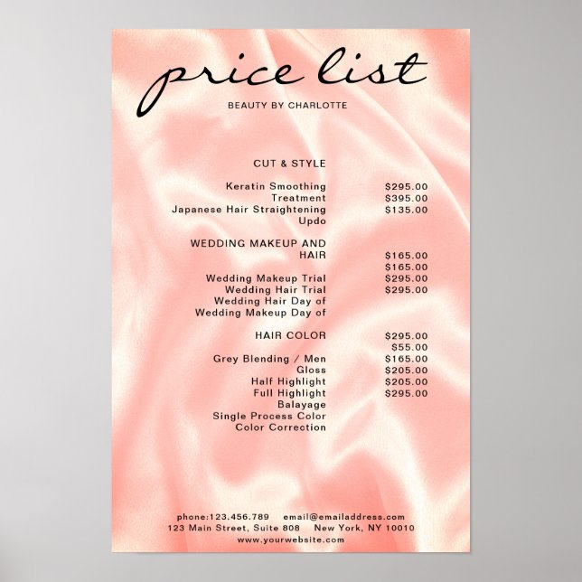 Modern, Elegant Price List Poster (Front)