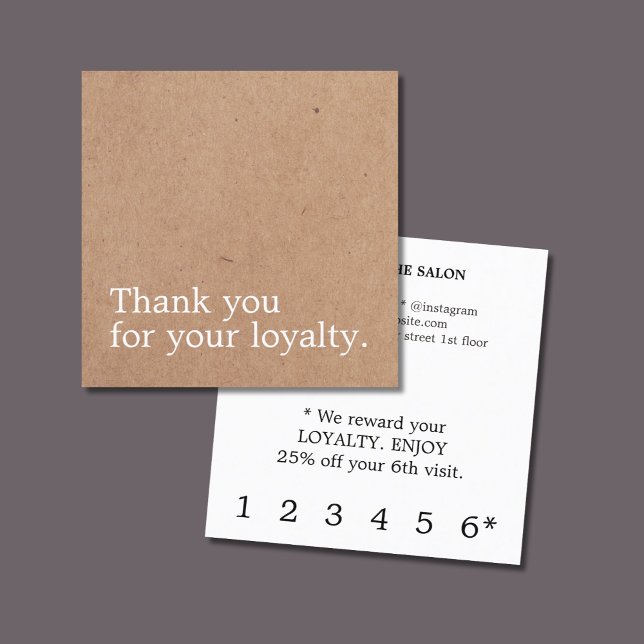 Modern Elegant Printed Kraft Bold Beauty Loyalty Card (Creator Uploaded)