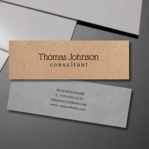Modern Elegant PRINTED Kraft Grey Consultant Mini Business Card
