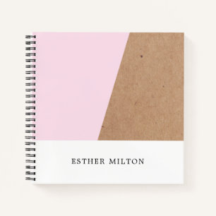 Modern Elegant Printed Kraft Rose Geometric Notebook