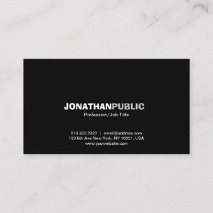 Modern Elegant Professional Black Simple Plain Business Card