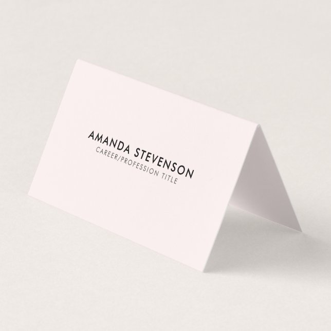 Modern Elegant Professional Blush Pink Folded Business Card (Front)