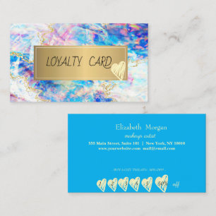 Modern Elegant Professional Frame,Gold Heart Opal Loyalty Card