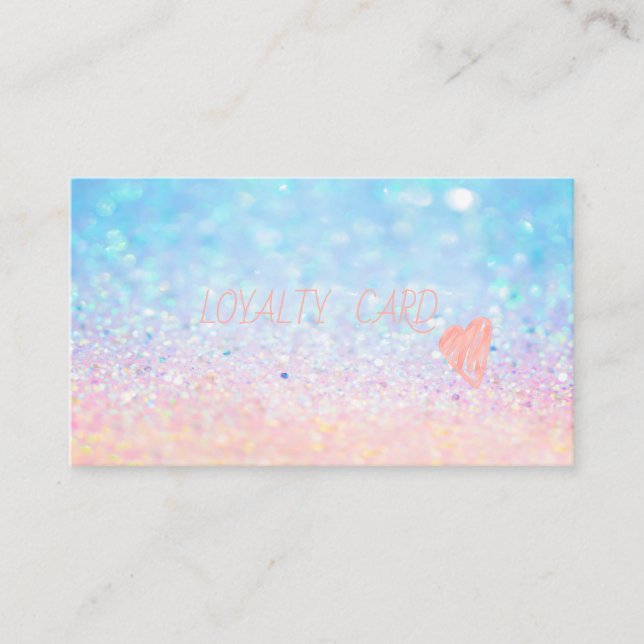 Modern Elegant Professional  Glitter Bokeh Hearts Loyalty Card (Front)