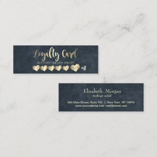 Modern Elegant Professional Hearts Dark Blue Loyalty Card