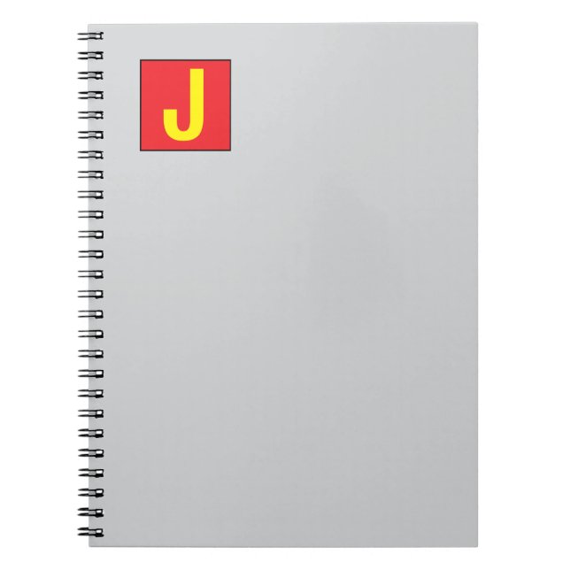 Modern Elegant Professional Monogram Red Yellow Notebook (Front)