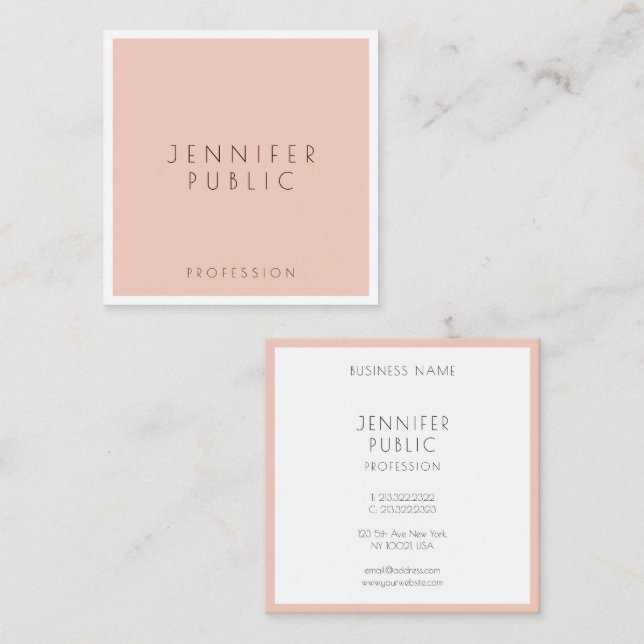 Modern Elegant Professional Personalized Template Square Business Card (Front/Back)