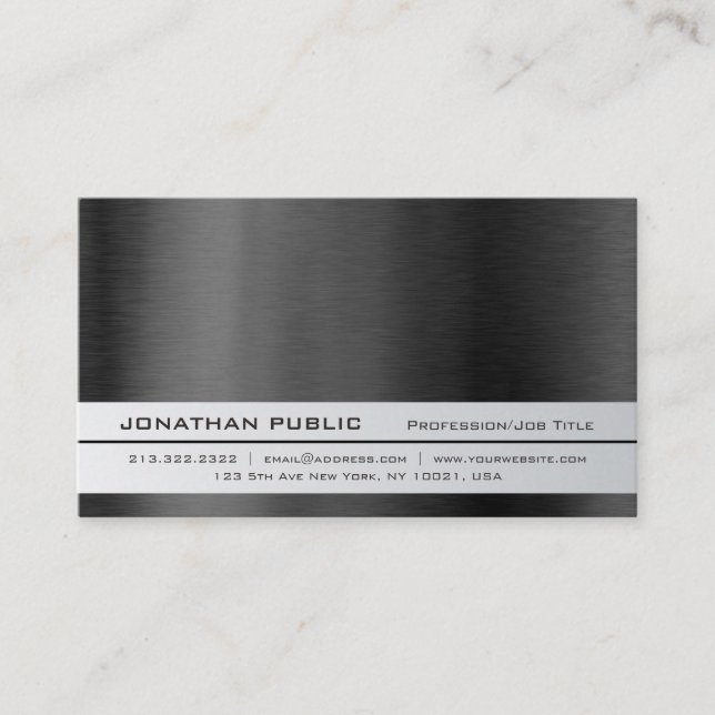 Modern Elegant Professional Silver Simple Plain Business Card (Front)