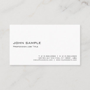 Modern Elegant Professional White Minimalist Plain Business Card