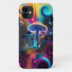 MODERN ELEGANT PSYCHEDELIC ARTISTIC MUSHROOM iPhone 11 CASE