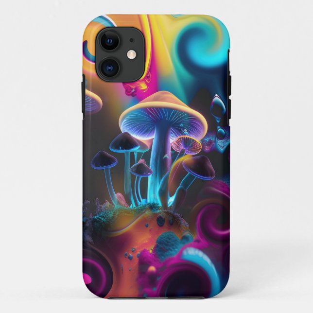 MODERN ELEGANT PSYCHEDELIC ARTISTIC MUSHROOM  Case-Mate iPhone CASE (Back)