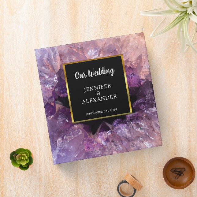 Modern elegant purple amethyst gemstone Wedding Binder (In Situ)