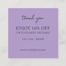 Modern elegant purple custom Discount Card