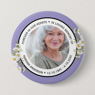 Modern Elegant Purple Floral In Loving Memory of 3 Inch Round Button