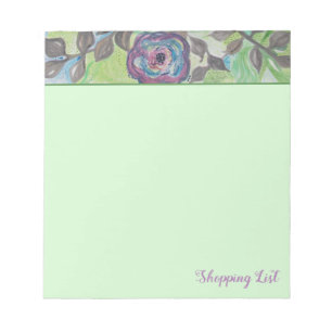 Modern Elegant Purple Flower Shopping List Notepad