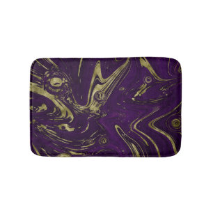 Modern Elegant Purple & Gold Marble Swirl  Bath Mat