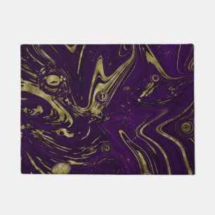 Modern Elegant Purple & Gold Marble Swirl   Doormat