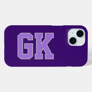 Modern Elegant Purple Grey Monogram Initials iPhone 15 Case