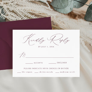 Modern Elegant Purple Meal Choice Wedding RSVP Card