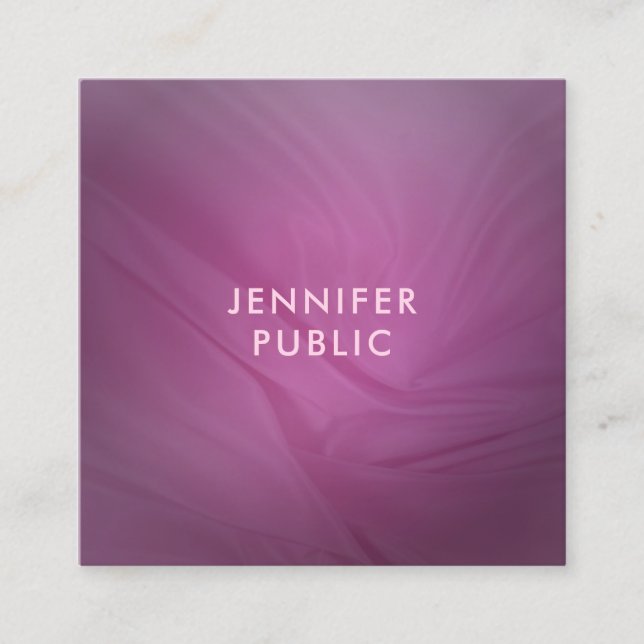 Modern Elegant Purple Minimalist Trendy Template Square Business Card (Front)