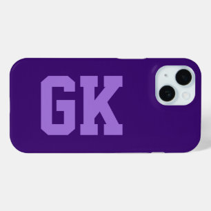 Modern Elegant Purple Monogram Initials iPhone 15 Case