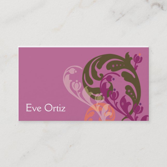 Modern Elegant Purple Paisley Business Card (Front)