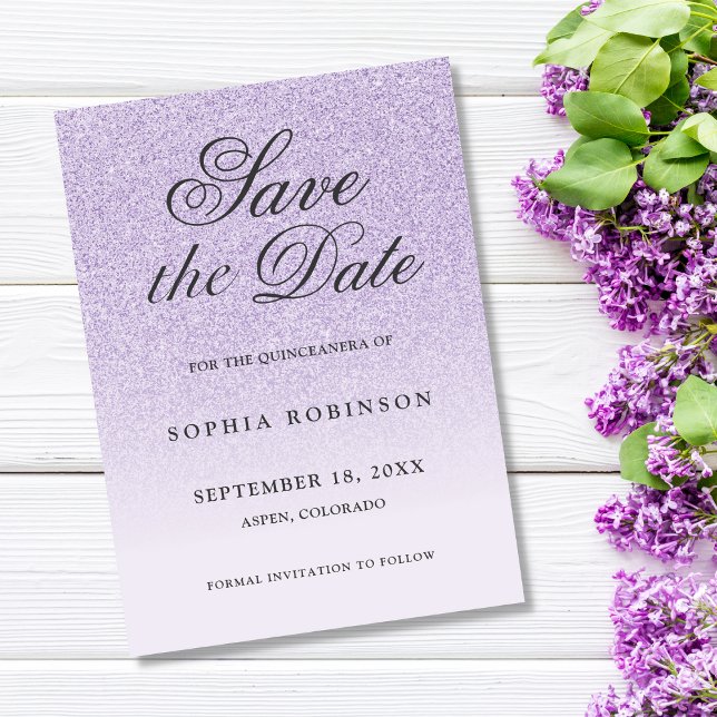 Modern Elegant purple Save the Date Quinceanera (Creator Uploaded)