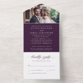 Modern Elegant Purple Violet Photo RSVP Wedding All In One Invitation (Inside)