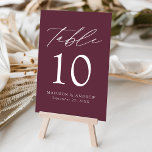 Modern Elegant Purple Wedding Table Number<br><div class="desc">Trendy, minimalist wedding table number cards featuring white modern lettering with "Table" in a modern calligraphy script. The design features a purple background or colour of your choice. The design repeats on the back. To order the table cards: add your name, wedding date, and table number. Add each number to...</div>