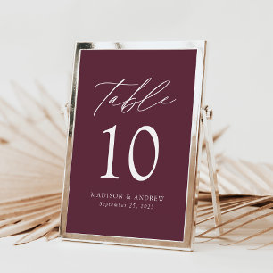 Modern Elegant Purple Wedding Table Number