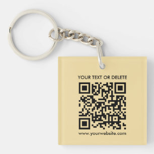 Modern Elegant QR Code Gold Double Sided Square Keychain