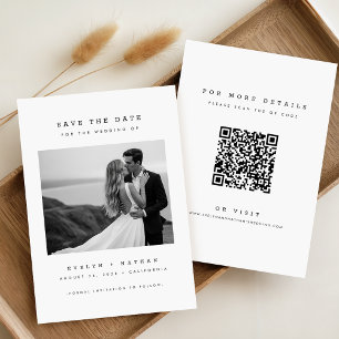 Modern Elegant QR Code Wedding Photo Save The Date Invitation