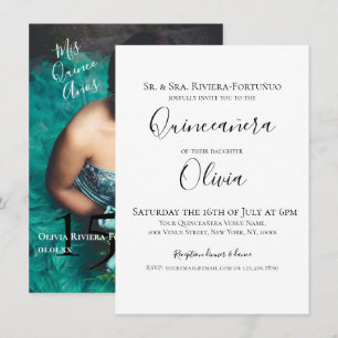 Modern Elegant Quinceanera 15th Birthday 1 Photo Invitation