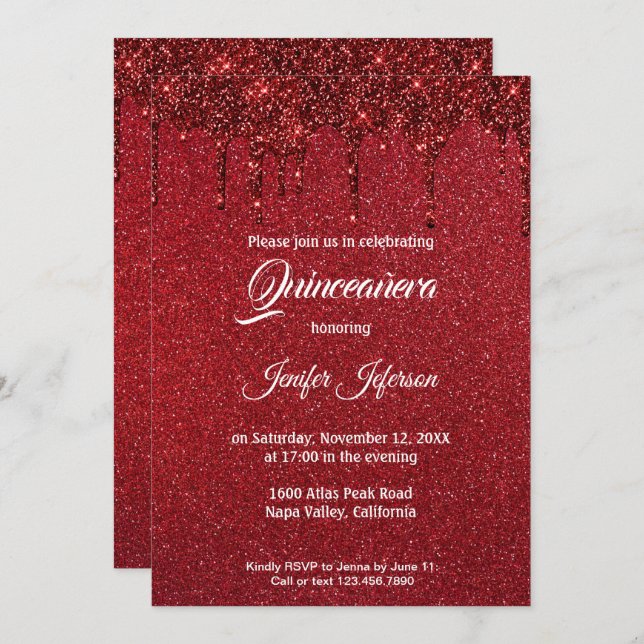 Modern elegant Quinceanera Invitation (Front/Back)