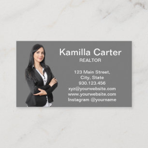 Modern Elegant Realtor Real Estate Agent Photo Business Card
