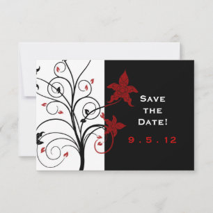 Modern Elegant Red and Black Wedding Save the Date Invitation