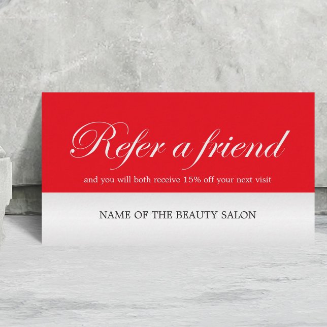Modern Elegant Red Faux Silver Referral Card (Creator Uploaded)