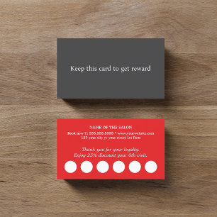 Modern Elegant Red White Grey Salon Loyalty Card