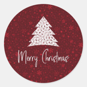 Modern elegant red white Merry Christmas Sticker