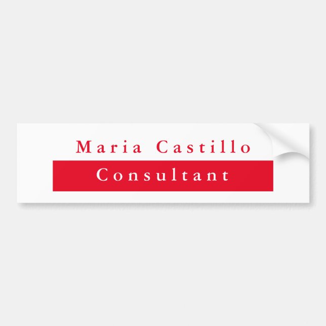 Modern Elegant Red White Minimalist Bumper Sticker (Front)