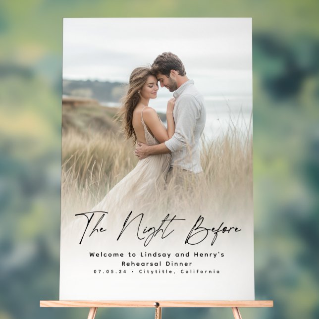 Modern Elegant Rehearsal Dinner Photo Welcome Sign (Neutral)