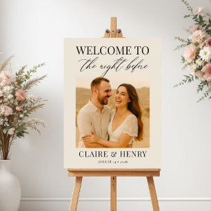 Modern Elegant Rehearsal Dinner Photo Welcome Sign