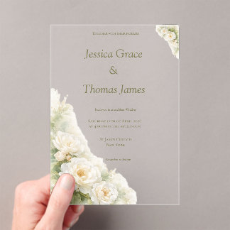 Modern Elegant Rose  Acrylic Invitations